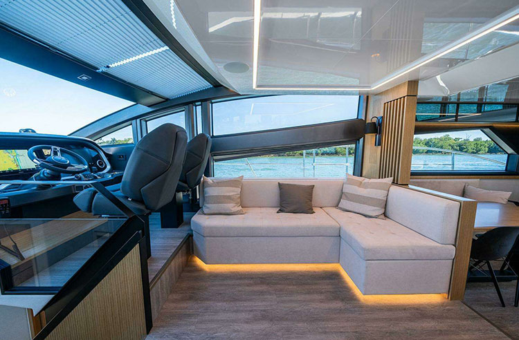 luxury yacht indoor seating area Fort Lauderdale