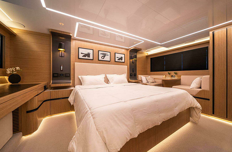 luxury yacht bedroom interior